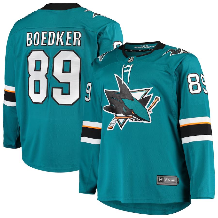 Men San Jose Sharks 89 Mikkel Boedker Fanatics Branded Teal Breakaway Home Player NHL Jersey